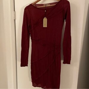 Max Studio Deep Red Long Sleeve Dress S